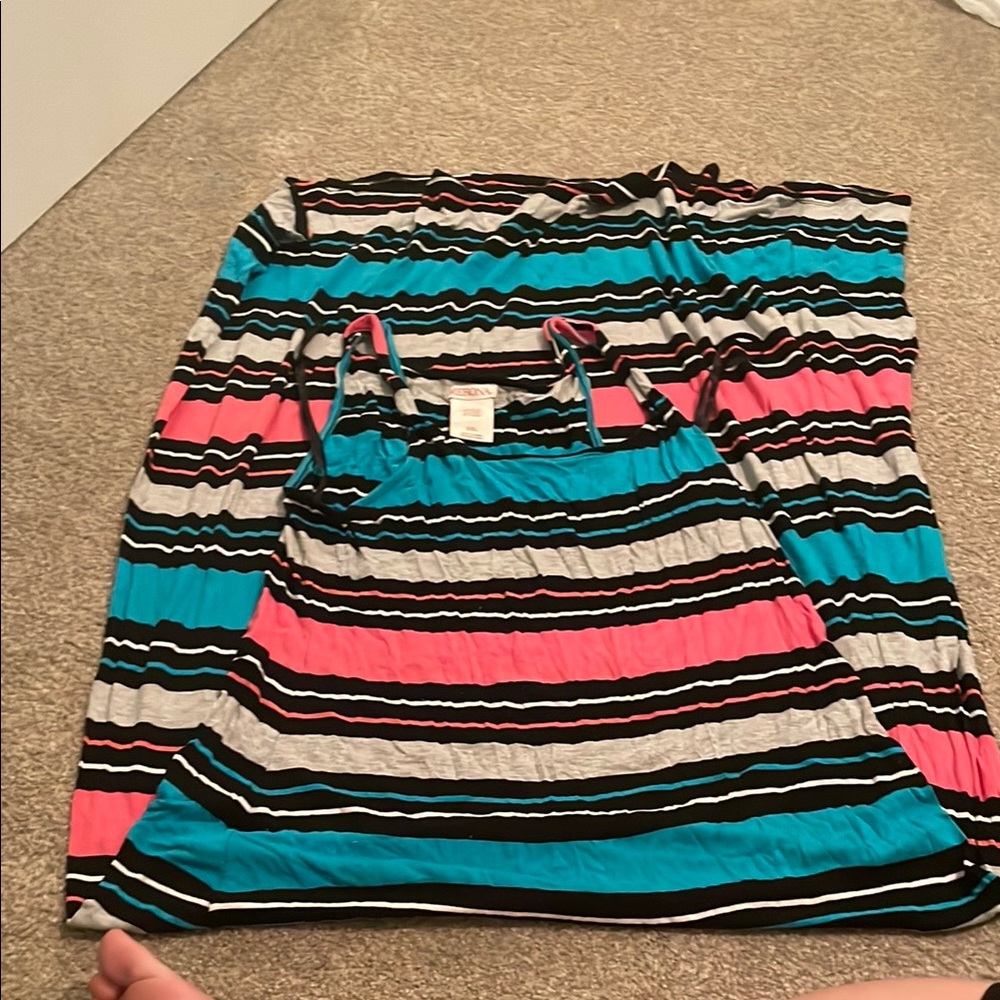 Merona Blue and Pink Sundress Sleeveless Casual